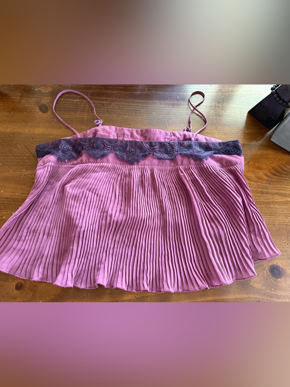 Intimately by Free People Purple Pleated Crop Camisole with Lace Trim